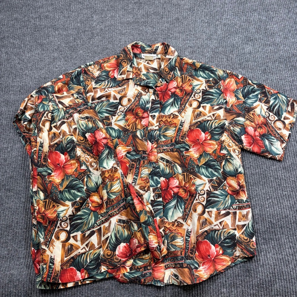 Adrian Jordan Set Womens M Vintage 100% Silk 2 Piece Tropical Floral Short Set